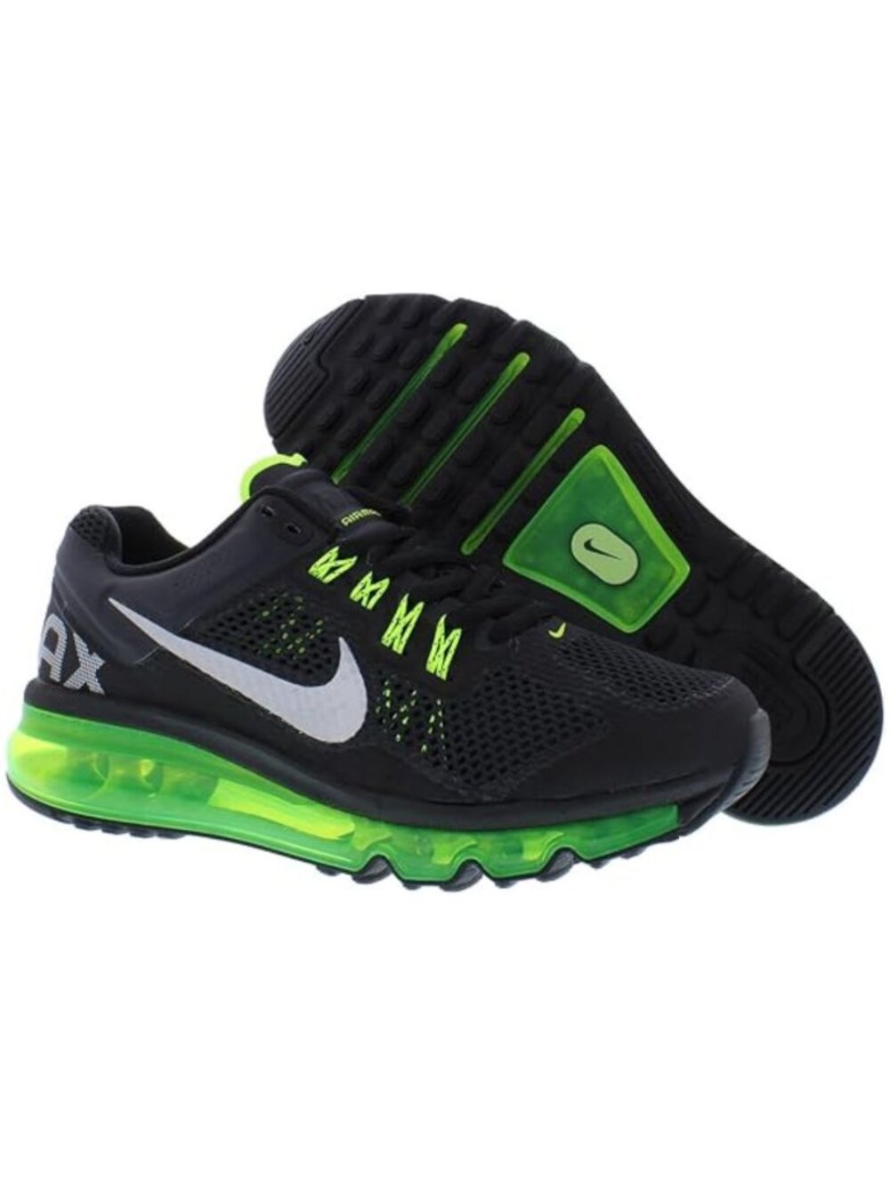 NIKE AIR MAX 2013 GS Green, Black & Silver Athletic Shoes NWOT - Big Boys 4Y